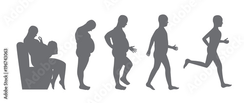 fat to slim body vector / diet concept / weight loss