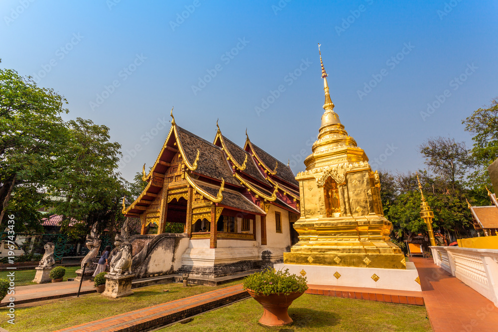 Fototapeta premium most important temples is the Wat Chedi Luang located in the ancient walled part of Chiang Mai city