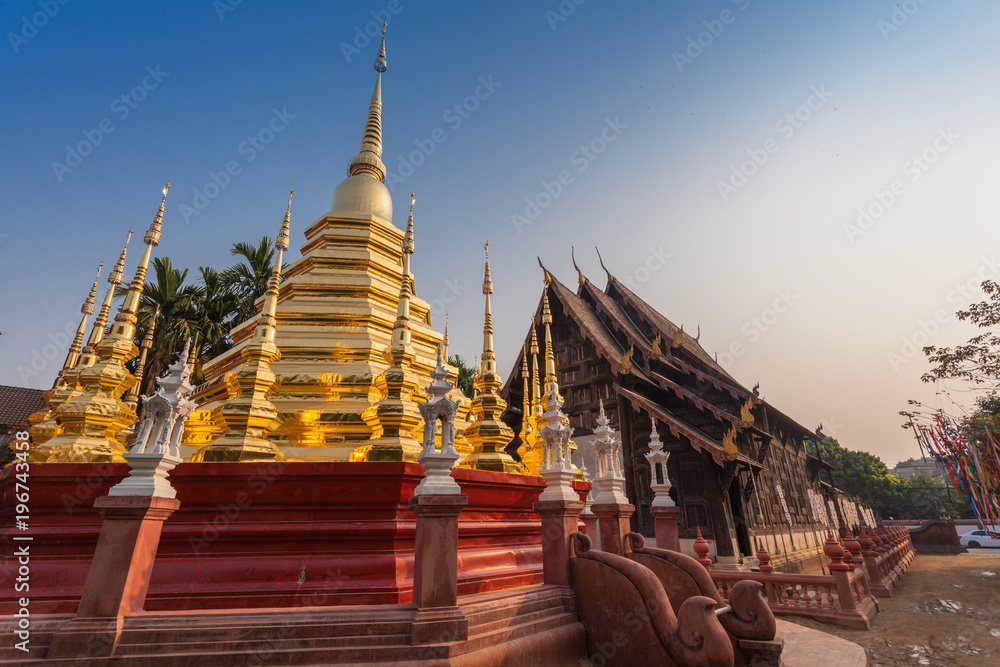 Naklejka premium most important temples is the Wat Chedi Luang located in the ancient walled part of Chiang Mai city