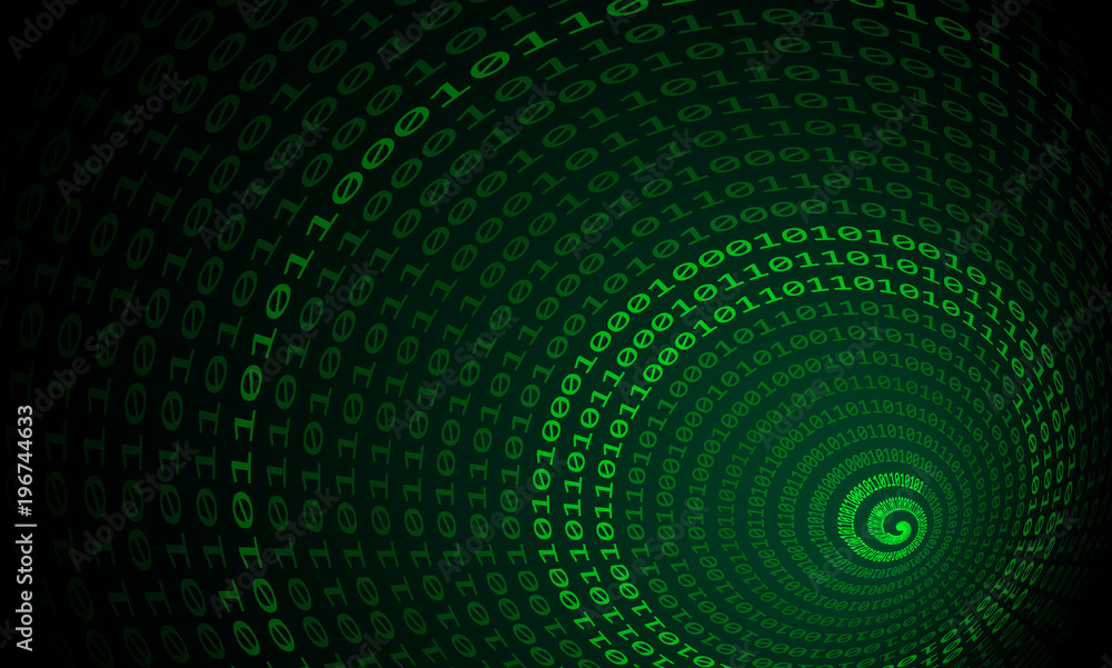 Binary code tunnel, vector background Binary code tunnel, vector background