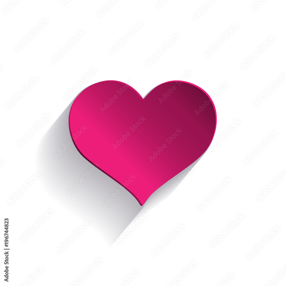 Red heart icon, love symbol, vector