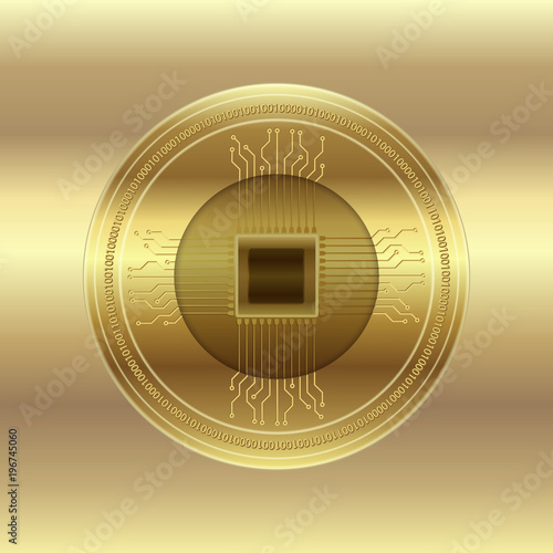 Golden crypto currency, vector