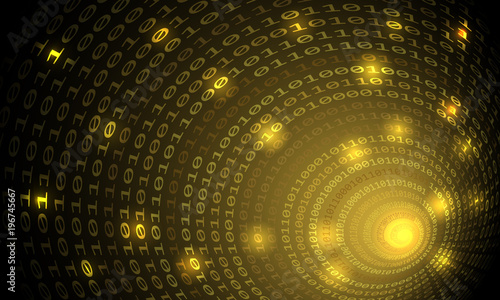 Binary code tunnel, vector background