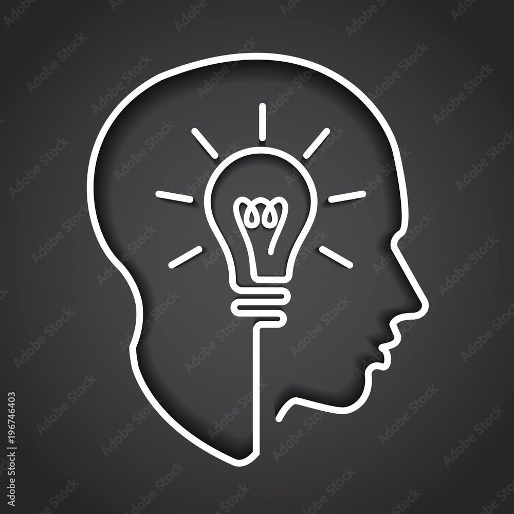 Head creating a new idea, imagination and success, icon vector Head creating a new idea, imagination and success, icon vector