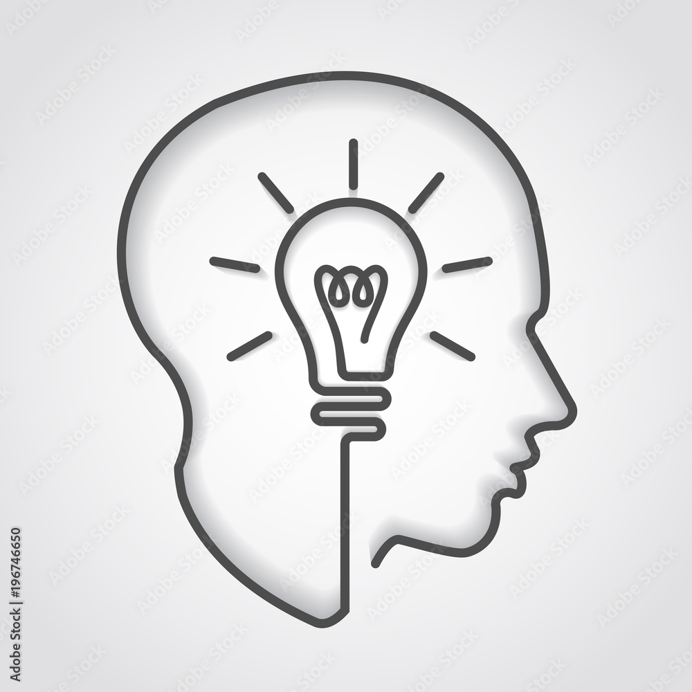 Head creating a new idea, imagination and success, icon vector Head creating a new idea, imagination and success, icon vector