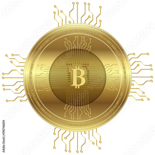 Golden crypto currency, vector