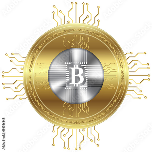 Golden crypto currency, vector