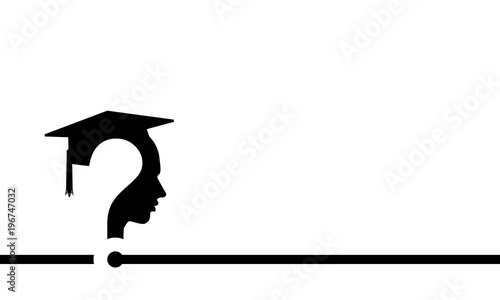 Question mark head with Education Cap, vector