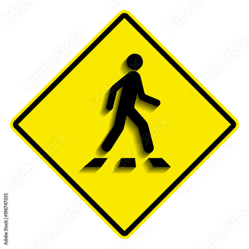 Pedestrian crossing sign. Crosswalk flat icon, isolated on white, vector