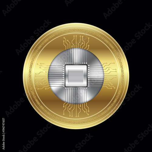 Golden crypto currency, vector