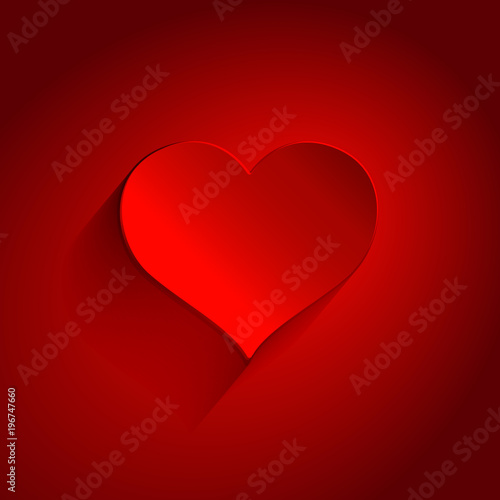 Red heart icon, love symbol, vector