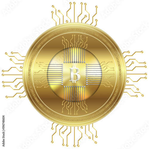 Golden crypto currency, vector