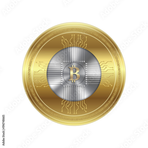 Golden crypto currency, vector