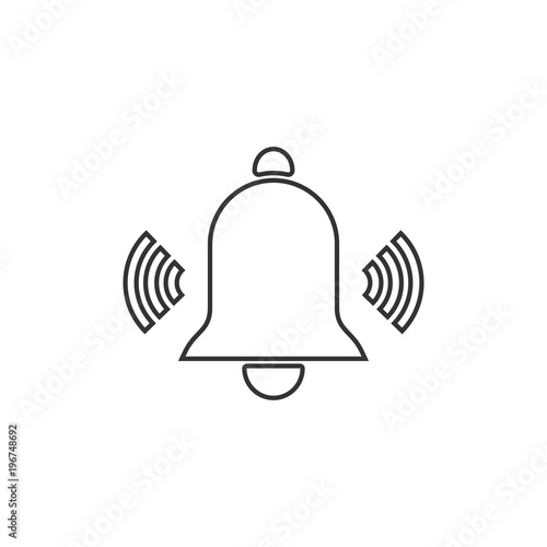 Bell icon. Alarm sign. Vector illustration. Flat design.
