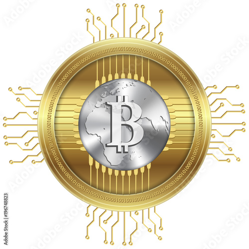 Golden crypto currency, vector