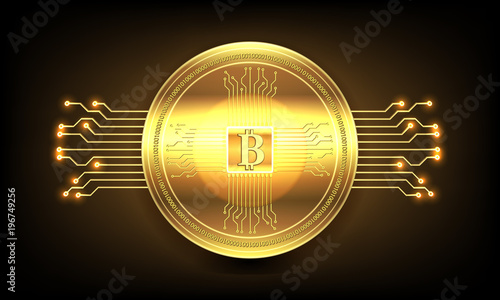 Golden crypto currency, vector