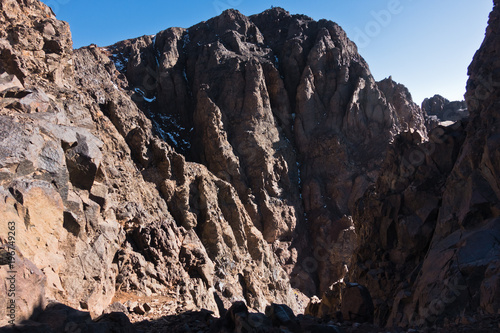 Mountain peaks of High Atlas in Toubkal national park, Morocco, North Africa