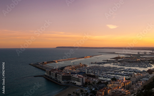 Sunset Over Alicante Marina and Coastline