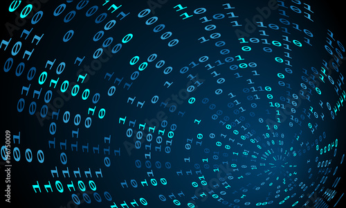 Binary code tunnel, vector background