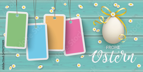 Ostern Easter Eggs Daisy Wooden Price Stickers Turquoise Header