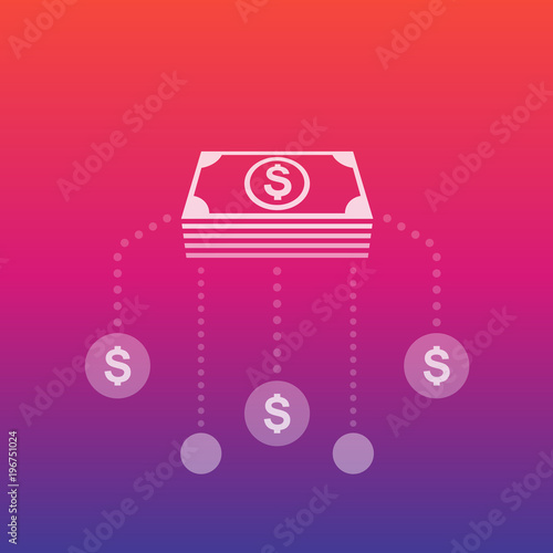 Financial assets diversification, interest return, revenue, income, investments icon