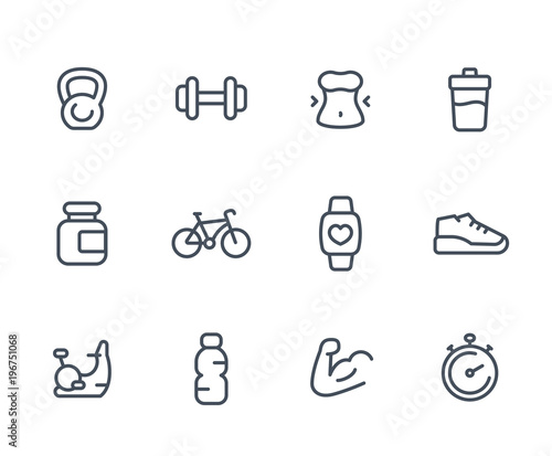 Fitness icons, linear