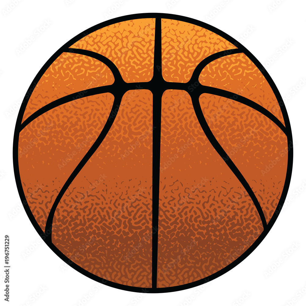 Fototapeta premium Basketball Textured is an illustration of a stylized flat or spot color basketball. Uses five colors that are each it's own object for easier editing.
