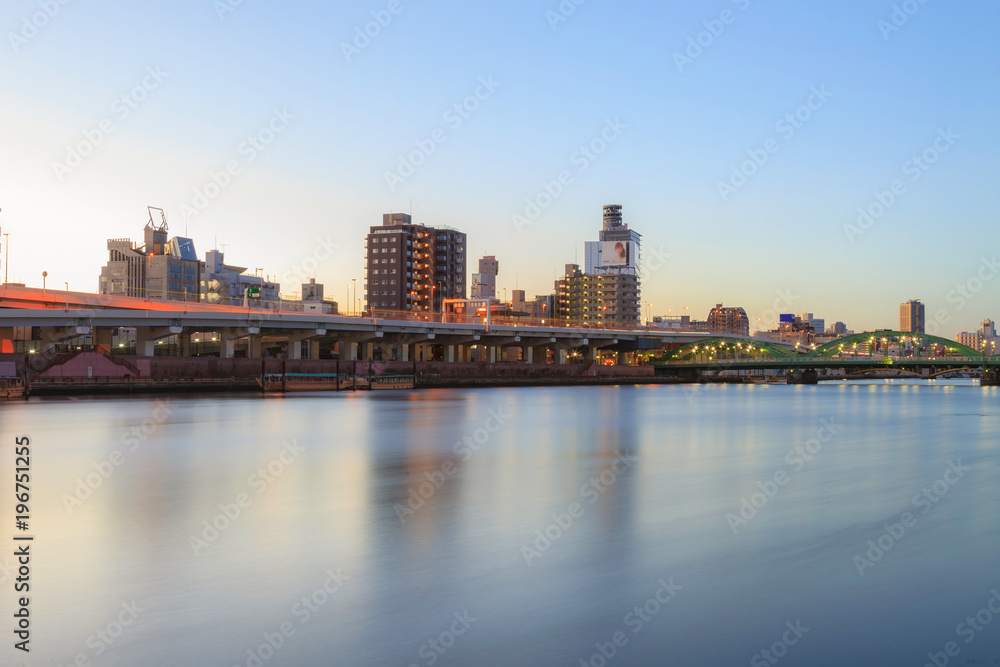 Tokyo sumida river view, Komagata bashi bridge, Morning scenes scenes