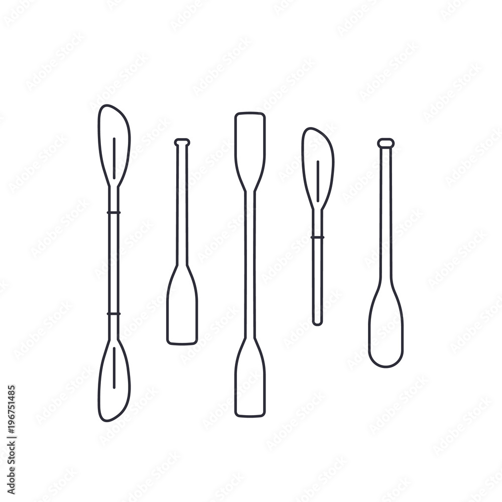 Kayak paddles on white, line art Kayak paddles on white, line art
