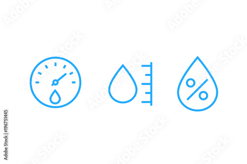 Hygrometer, humidity vector line icons