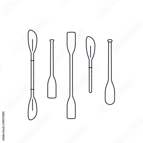 Kayak paddles on white, line art