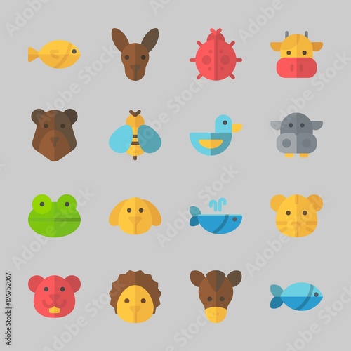 Icons about Animals with hippopatamus, whale, ladybug, dog, hedgehog and cow