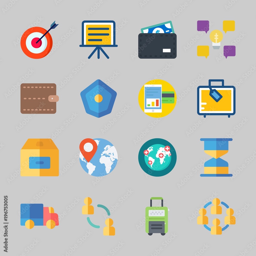 Icons about Business with shield, idea, presentation, target, targeting and delivery truck Icons about Business with shield, idea, presentation, target, targeting and delivery truck