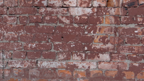 The texture of the brick wall and plaster.