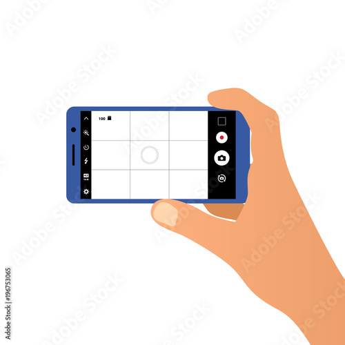 Hand holding the smartphone and taking a photo.
