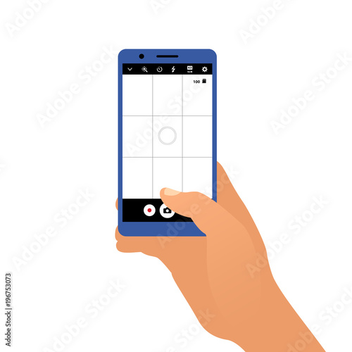 Hand holding the smartphone and taking a photo.
