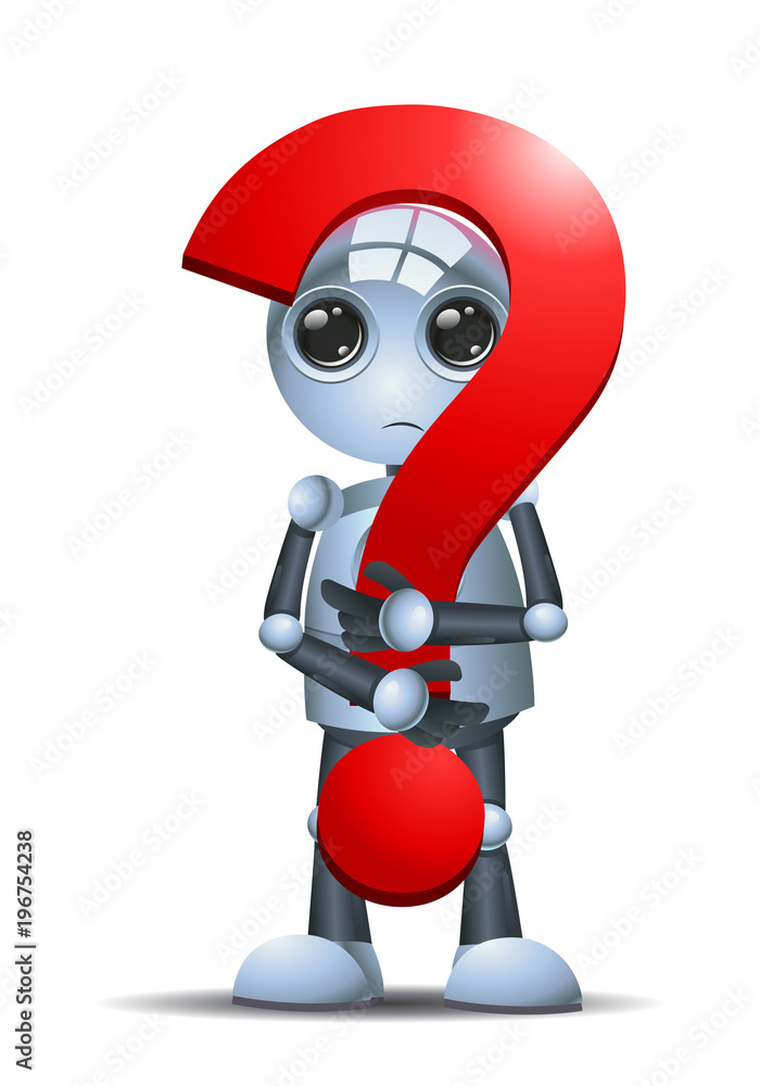 Fototapeta premium little robot hold a question symbol