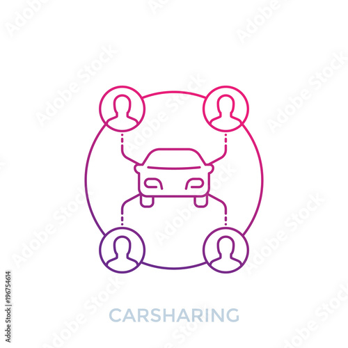 carsharing icon on white, line art