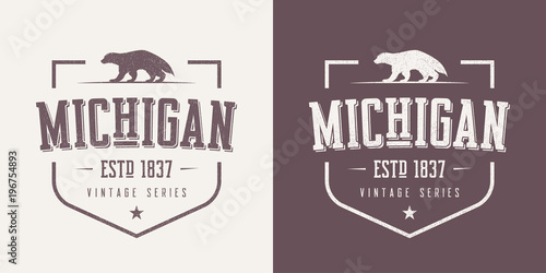 Michigan state textured vintage vector t-shirt and apparel desig