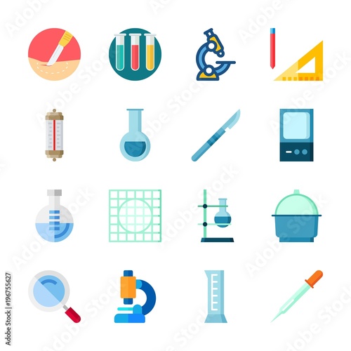 icon Laboratory with test tubes, lab, measuring, cylinder and surgery