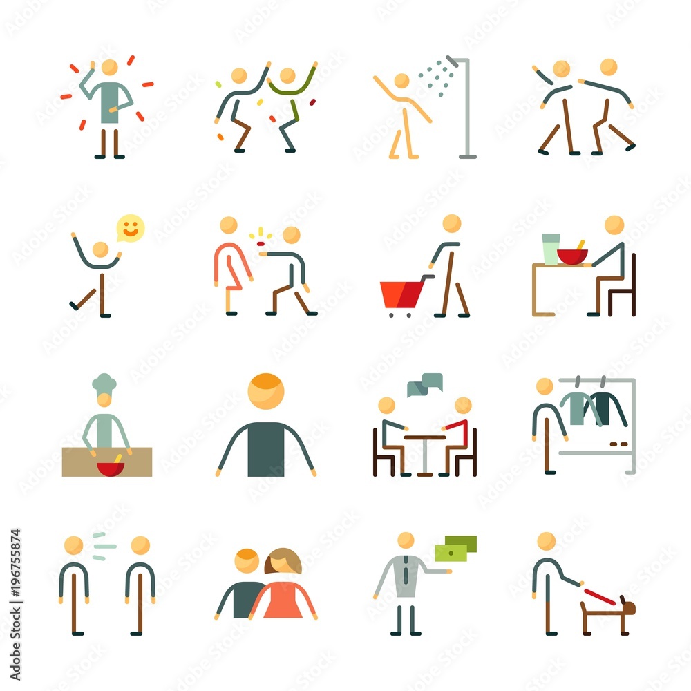 icon Human with shower, happiness, illness, aggressive and exchanger icon Human with shower, happiness, illness, aggressive and exchanger