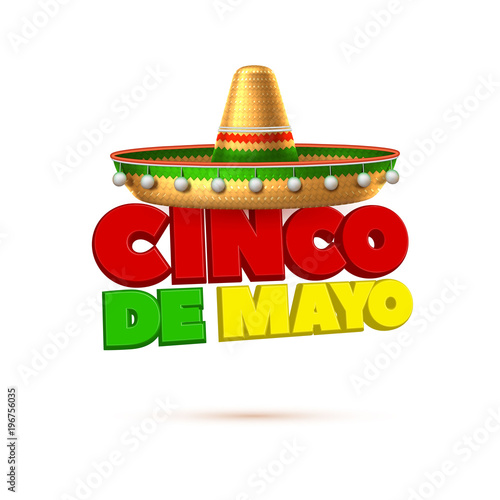 Vector sombrero 3d mexican hat cinco de mayo