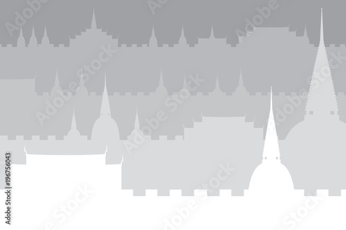Thai Buddhist temple silhouette. Vector illustration of religious architecture