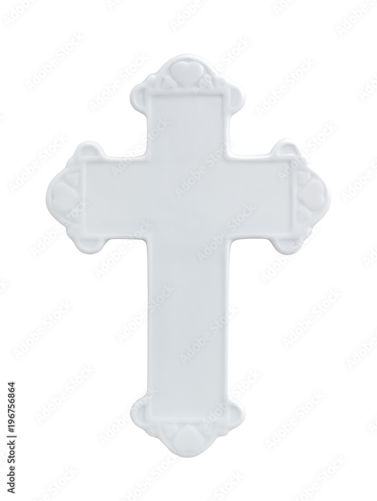 white ceramic crucifix isolated on white background, with clipping path white ceramic crucifix isolated on white background, with clipping path