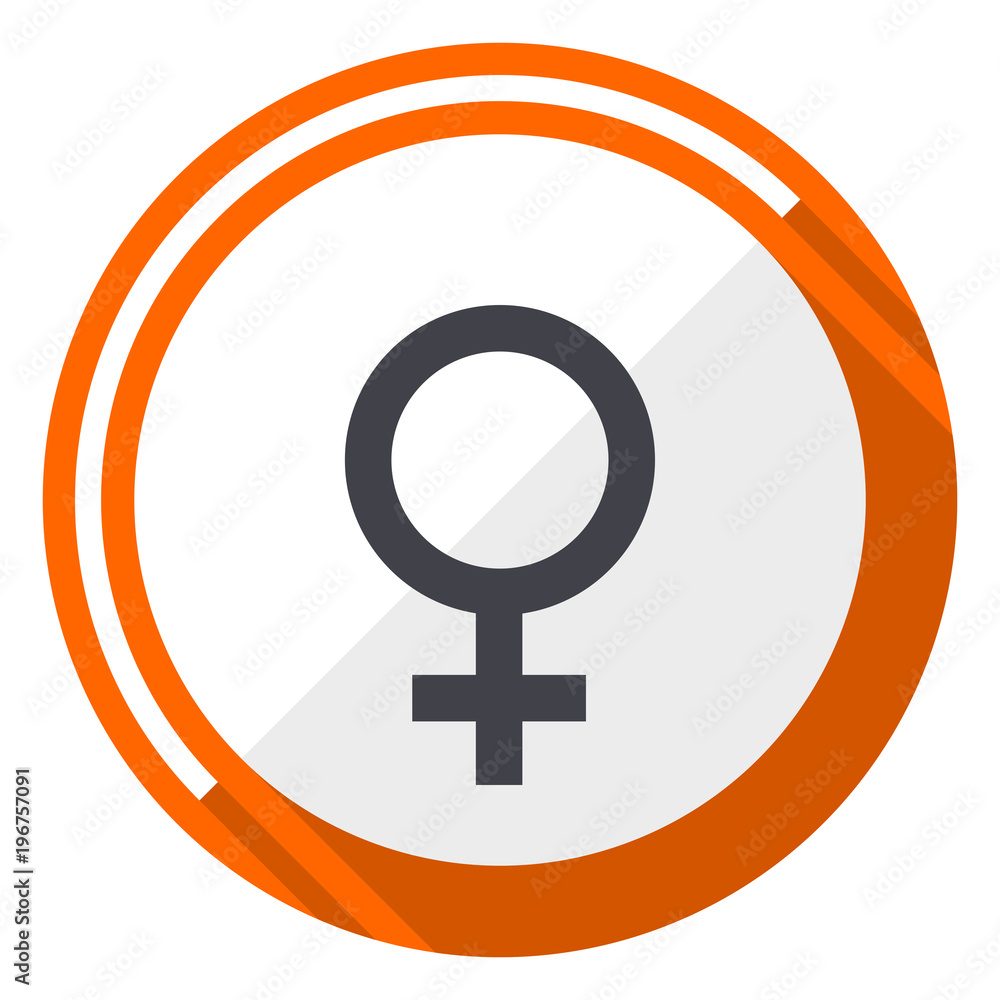 Female gender sign orange flat design vector web icon Female gender sign orange flat design vector web icon