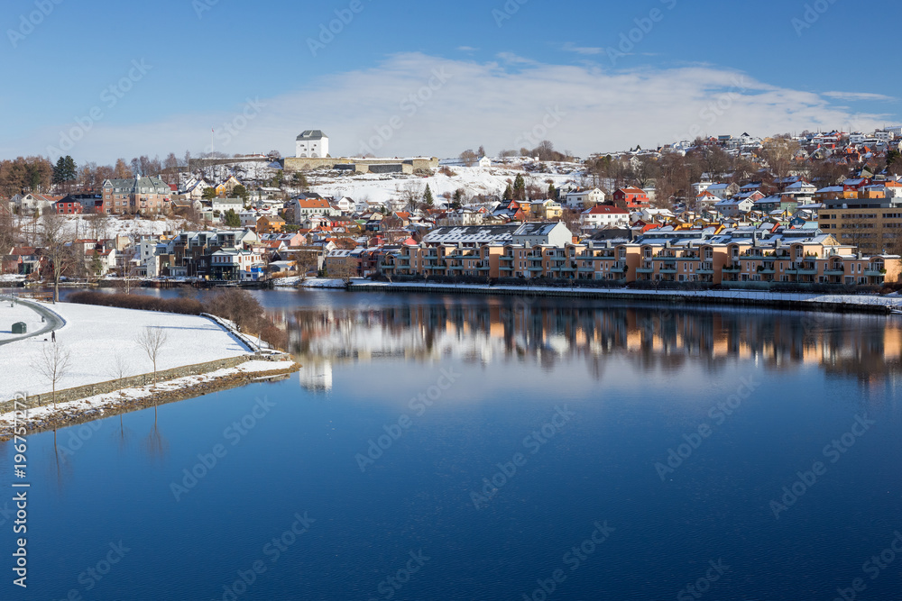 Cityscape of Trondheim in winter