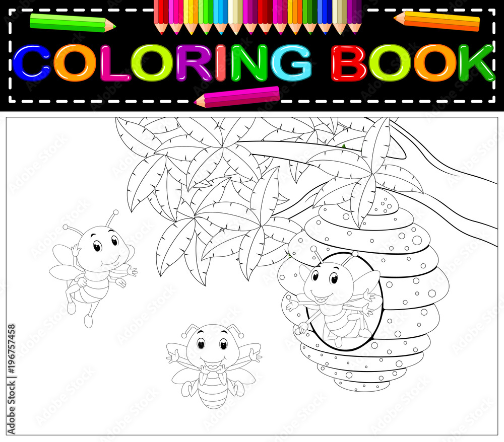 Naklejka premium bee coloring book