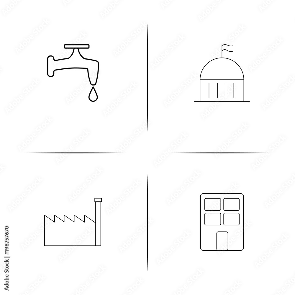 Buildings And Constructions simple linear icon set.Simple outline icons Buildings And Constructions simple linear icon set.Simple outline icons