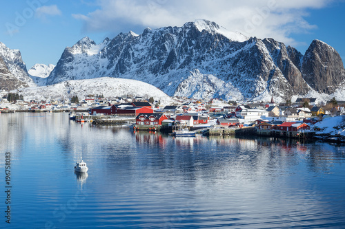 Little fishing village Reine on Lofoten islands during a beautiful winter day © Alexander Erdbeer