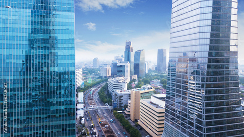 Aerial photo of modern office buildings at Jakarta Central Business District